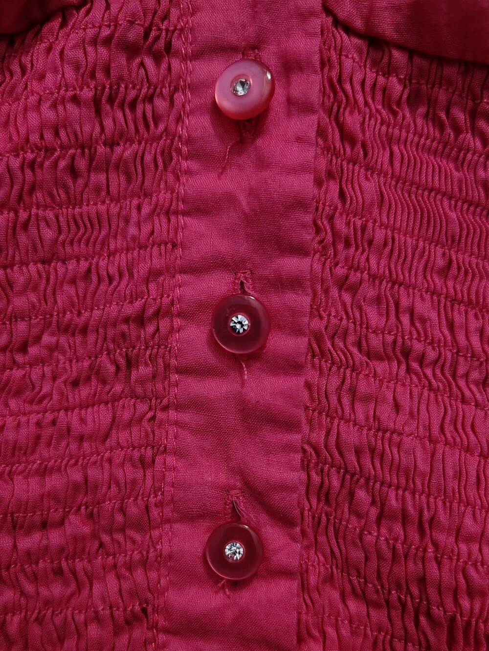 Bright Pink Women's Button-Front Ruffled Top - Picture 3 of 5
